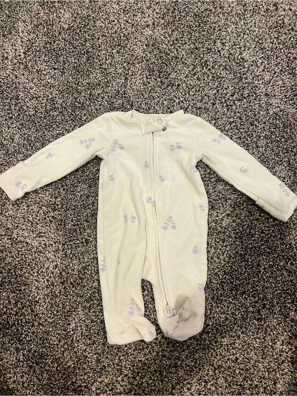 Carter's Cream Footed One-Piece with Lavender Floral Print